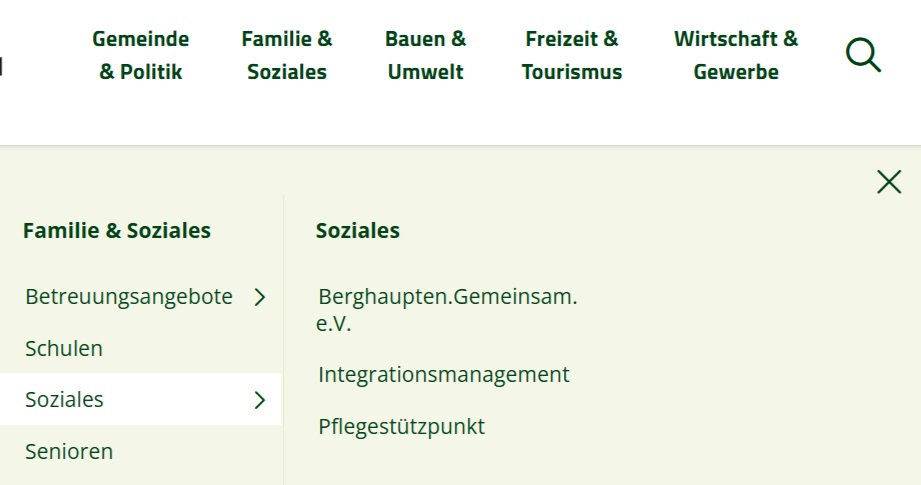 Menu der Navigation